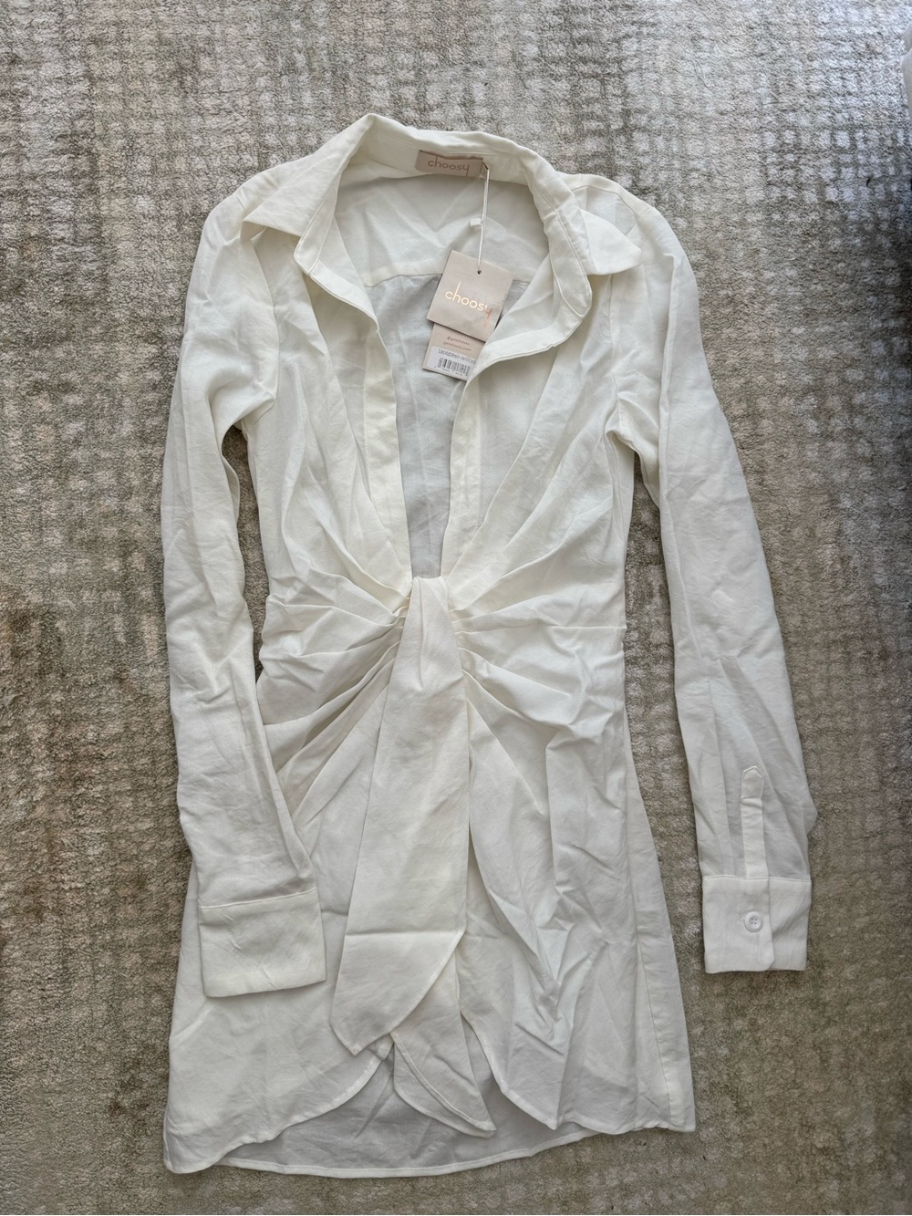 Choosy white tie front dress